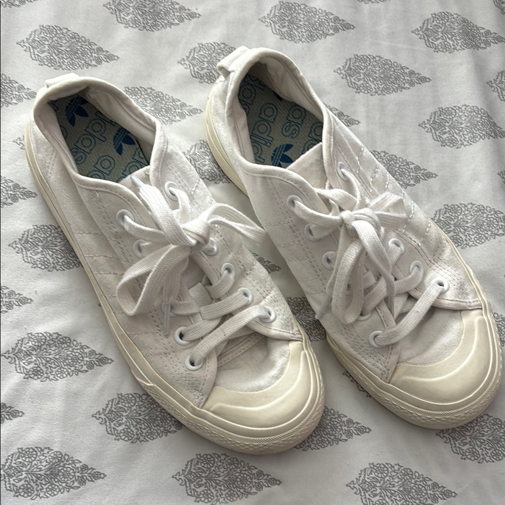 Adidas White Nizza Canvas Sneakers